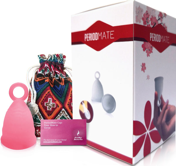 Period Mate Menstrual Cups 5 Color Choices with Ring for Easy removal (Large and Small)