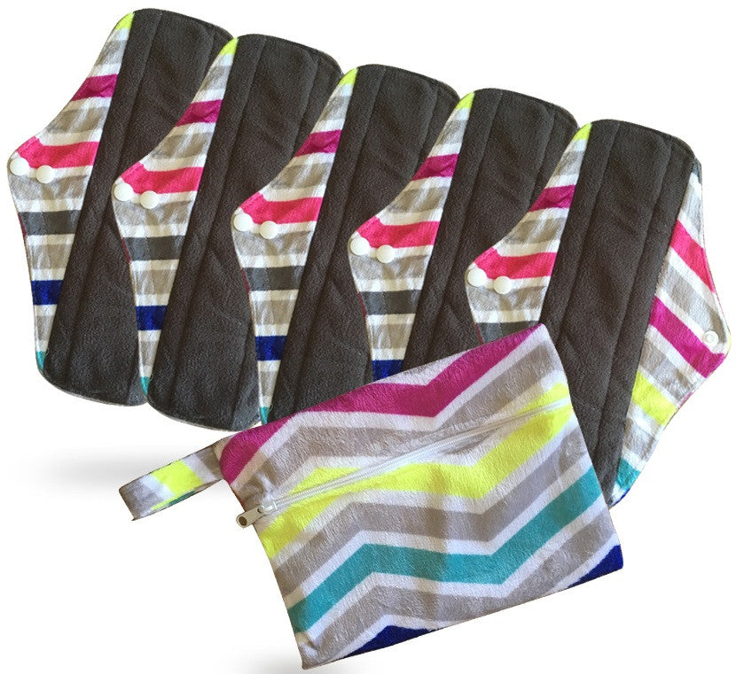 PeriodMate Stain Resistant CLOTH MENSTRUAL PADS Wit (6 PIECES) (Zig-Zag)